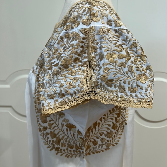 San Antonino Maxi Dress, Oaxaca Mexican dress. hand Embroidered. Silk Th… - Picture 9 of 10